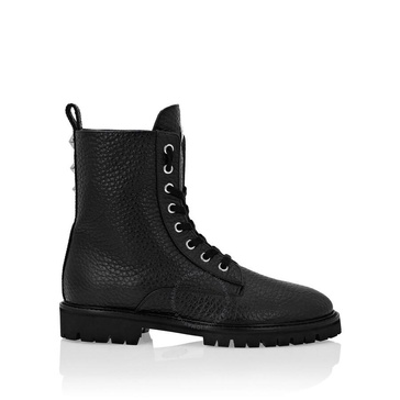 Philipp Plein Stars Studs Leather Commando Boots