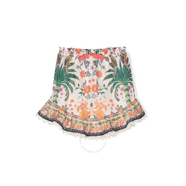 Zimmermann Cream Tropical Tropical-Print Cotton Skirt