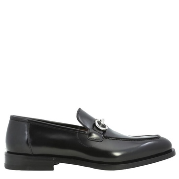 Salvatore Ferragamo Men's Gancini Ornament Leather Loafers In Black