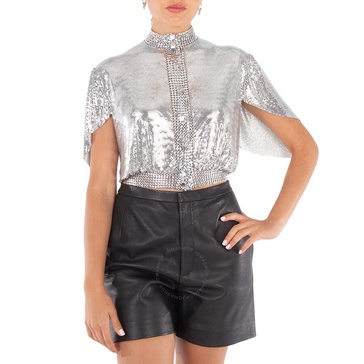 Rabanne Ladies Silver Chainmail Crop Top