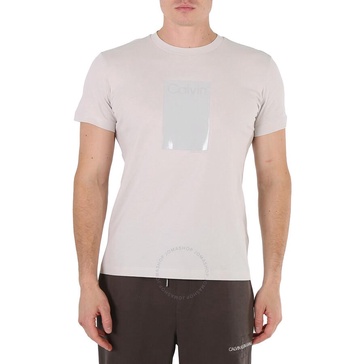 Calvin Klein Men's Stratus Grey Logo Box Print Cotton T-shirt