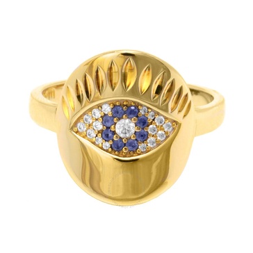 APM Monaco Ladies Gold-tone Embellished Evil Eye Ring, Size