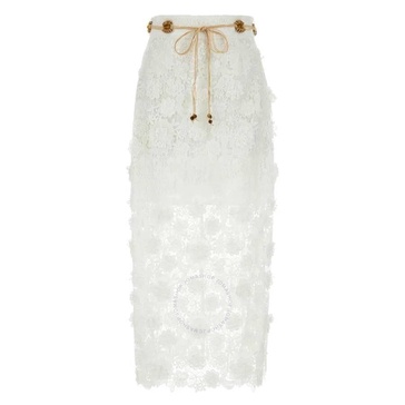 Zimmermann Ivory Raie Lace Flower Skirt