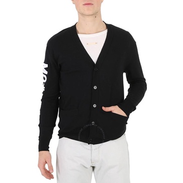 Moschino Black Logo-Jacquard Cotton Cardigan