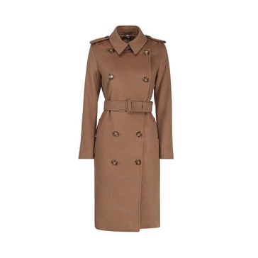 Burberry Camel Melange Cashmere Blend Long Kensington Trench Coat