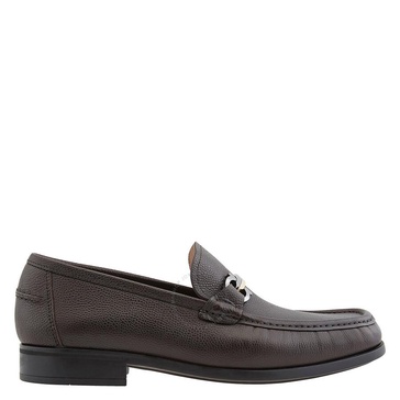 Salvatore Ferragamo Maurice Hammered Leather Two-tone Gancini Buckle Loafers In Hickory