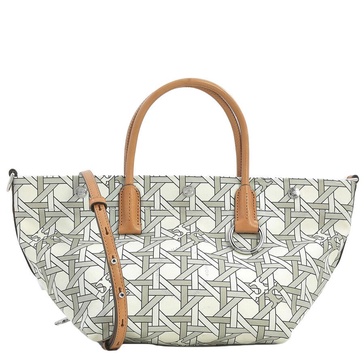 Tory Burch Basketweave Printed Small Canvas Tote Bag