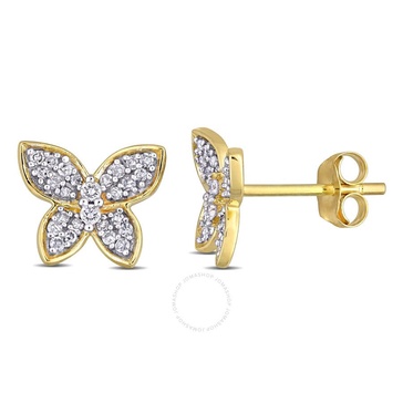 AMOUR 1/5 CT TW Diamond Butterfly Stud Earrings In 10K Yellow Gold