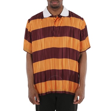 Burberry Striped Plisse-pleated Polo Shirt