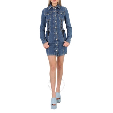 Moschino Ladies Lace Detail Denim Mini Dress