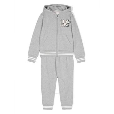 Moncler Kids Grey Monogram Two-Piece Cotton Tracksuit Set