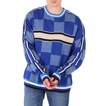 Ahluwalia Men's Merino Wool And Cotton Checkerboard Jacquard Sweater