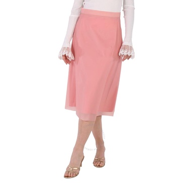 Burberry Ladies Silk-lined Plastic A-line Skirt In Rose Pink