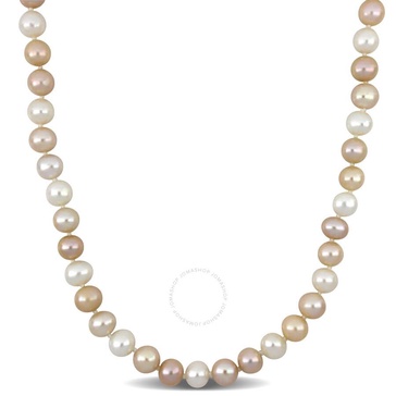 AMOUR 8-8.5mm Multi-colored Cultured Freshwater Pearl Graduated Necklace In Sterling Silver, 18 In