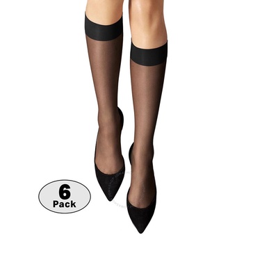 Wolford Nude 8 Sheer Knee-high Stockings In Black Set of 6