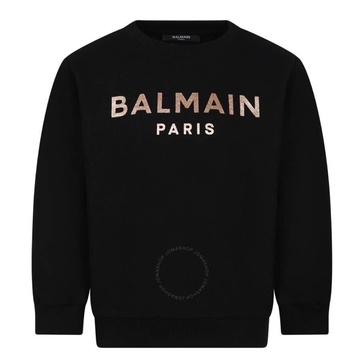 Balmain Kids Black Metallic Logo Sweatshirt