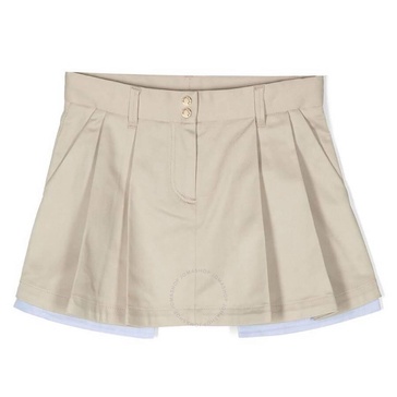 Moncler Kids Box Pleat Gabardine Mini Skirt