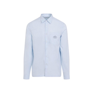 PRADA Men's Cotton Oxford Shirt with Front Pocket