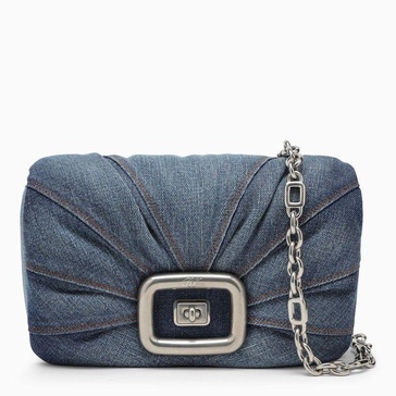 Roger Vivier Blue Denim Viv' Choc Shoulder Bag