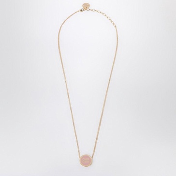 Miu Miu Metal Necklace With Pink Logo Women