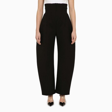 Alaia Black Wool-Blend Rounded Corset Trousers Women