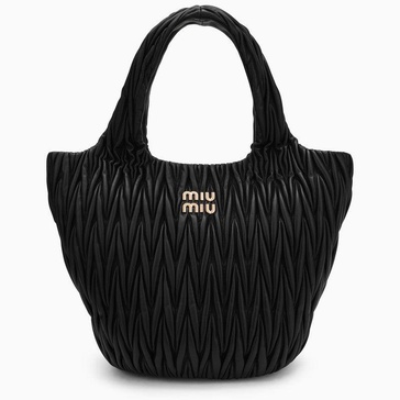 Miu Miu Miu Wander Shopping Bag Black Matelassé Women