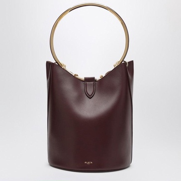 Alaia Large Chocolate-Coloured Leather Ring Bucket Bag Women