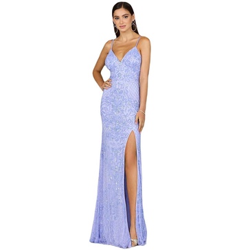 Women's Body Con V-Neck Beaded Gown