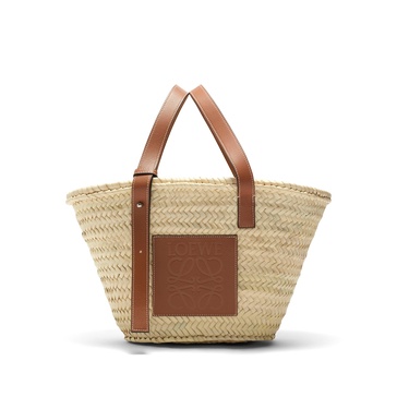 Medium leather-trimmed basket tote