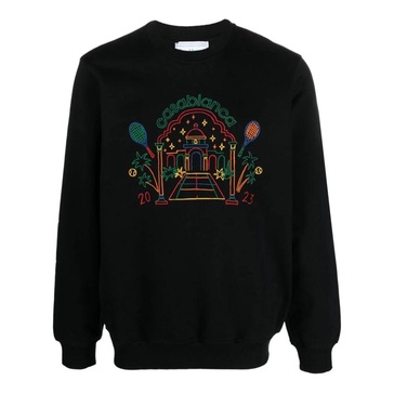 Cotton Black Sweatshirt with Rainbow Crayon Temple Print