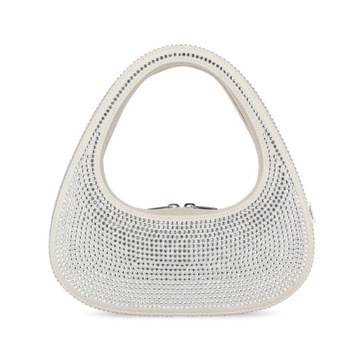 Beige Cotton Blend Handbag with Strass Details