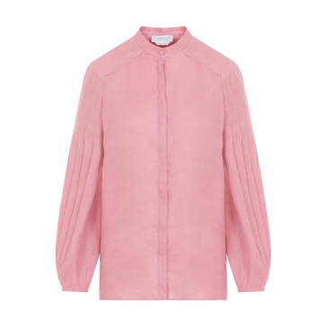 Pink Linen Blouse Korean Collar