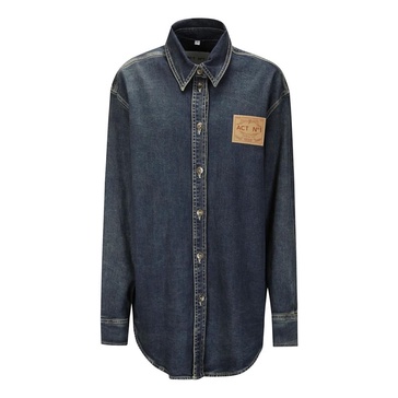 Denim Oversized Logo Detail Shirt