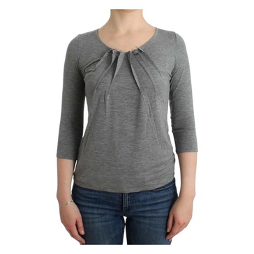 Elegant Grey Cashmere Blend Sweater