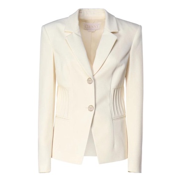 White Single-Breasted Jacket with Hip Details