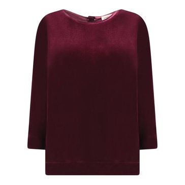 Bordeaux Velvet Blouse Elegant Topwear