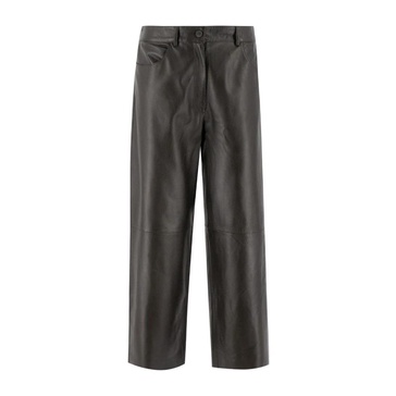 Wide-leg leather trousers for urban style