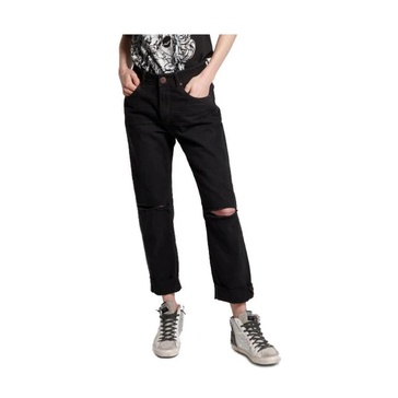 Black Cut-Out Knee Cotton Jeans