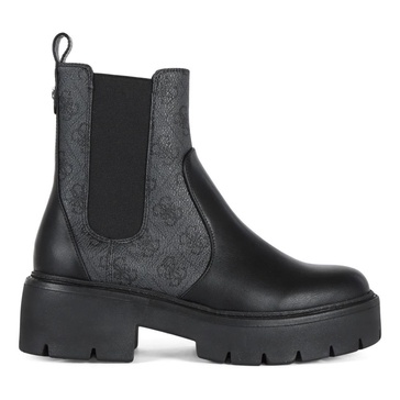 Eco-leather ankle boot with logo print inserts