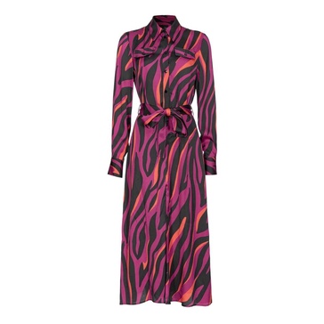 Psychedelic Zebra Print Maxi Shirt Dress