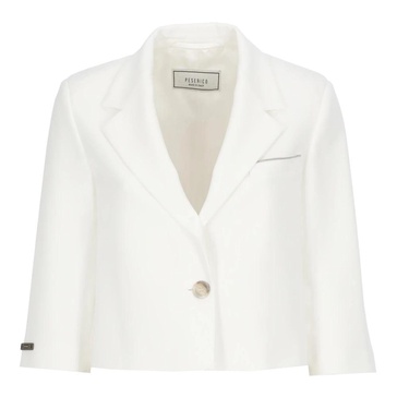 White Single Breasted Blazer with Peak Lapel