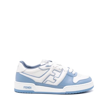 'Fendi Match' Light Blue and White Low Top Sneakers in Leather Woman