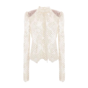 Self-Portrait All-Over Crystal Embellishment Top