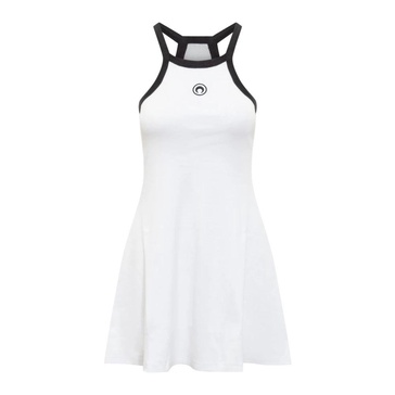 White Crescent Moon Embroidered Mini Dress