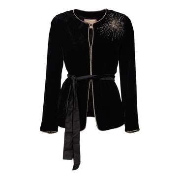 Velvet Jacket with Bead and Rhinestone Embroidery