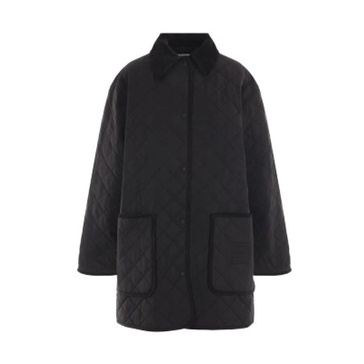 Quilted Black Corduroy Coat