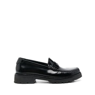 'le Loafer' Black Loafers With Chunky Sole And Cassandre Detail In Smooth Leather Woman