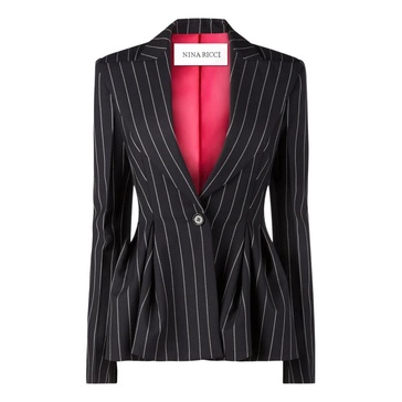 Blue Pinstripe Peplum Blazer