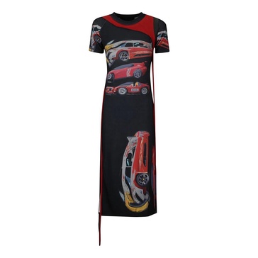 Maxi Dress with Car Print Slit