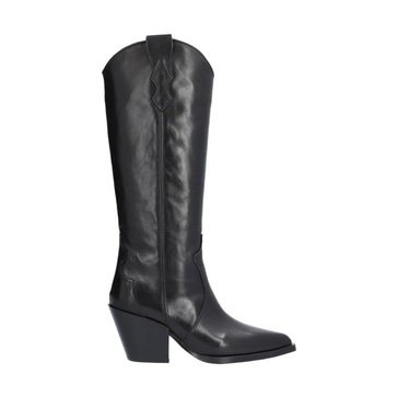 Women Black Leather Cowboy Boot